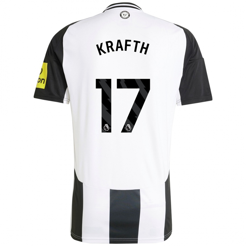 Børn Emil Krafth #17 Hvid Sort Hjemmebane Spillertrøjer 2024/25 Trøje T-Shirt