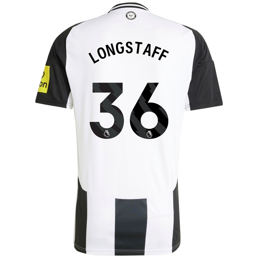 Børn Sean Longstaff #36 Hvid Sort Hjemmebane Spillertrøjer 2024/25 Trøje T-Shirt