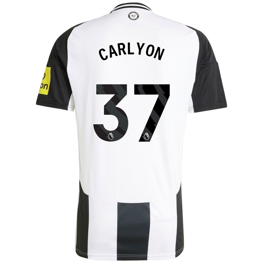 Børn Nathan Carlyon #37 Hvid Sort Hjemmebane Spillertrøjer 2024/25 Trøje T-Shirt