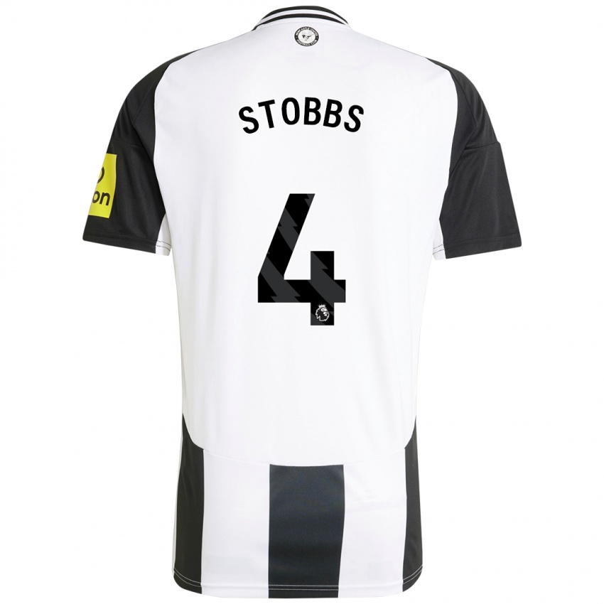 Børn Amber-Keegan Stobbs #4 Hvid Sort Hjemmebane Spillertrøjer 2024/25 Trøje T-Shirt