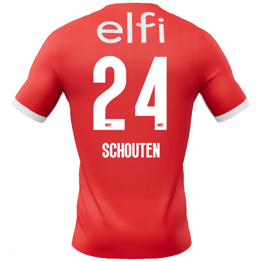 Børn Lewis Schouten #24 Rød Hvid Hjemmebane Spillertrøjer 2024/25 Trøje T-Shirt