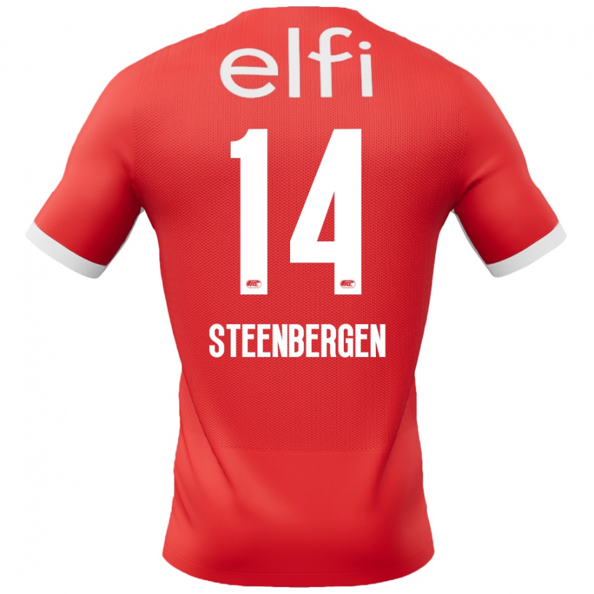 Børn Thom Steenbergen #14 Rød Hvid Hjemmebane Spillertrøjer 2024/25 Trøje T-Shirt