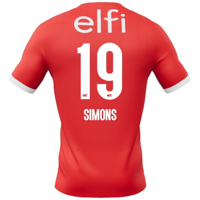 Børn Saviola Simons #19 Rød Hvid Hjemmebane Spillertrøjer 2024/25 Trøje T-Shirt