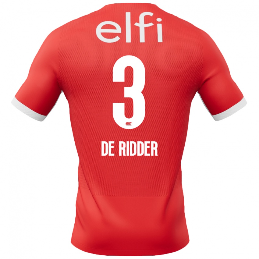 Børn Djoeke De Ridder #3 Rød Hvid Hjemmebane Spillertrøjer 2024/25 Trøje T-Shirt