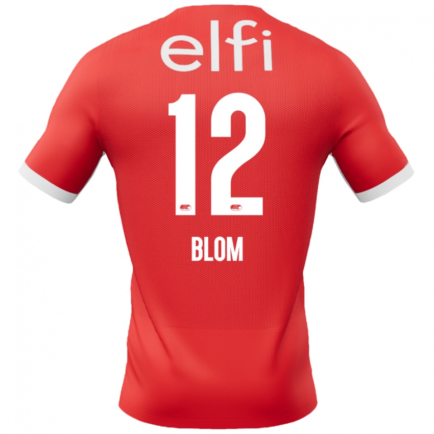 Børn Robin Blom #12 Rød Hvid Hjemmebane Spillertrøjer 2024/25 Trøje T-Shirt