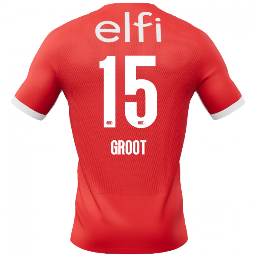 Børn Pleun Groot #15 Rød Hvid Hjemmebane Spillertrøjer 2024/25 Trøje T-Shirt