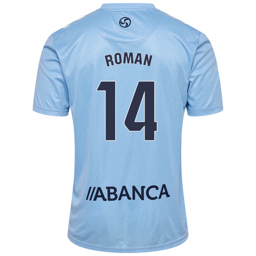 Børn Miguel Román #14 Himmelblå Hjemmebane Spillertrøjer 2024/25 Trøje T-Shirt