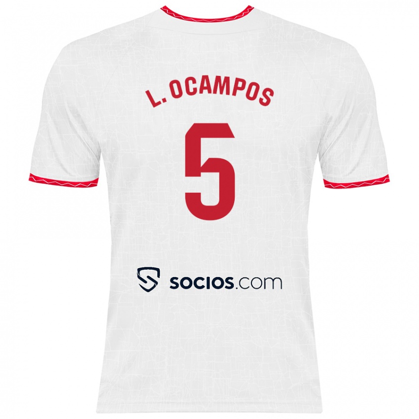 Børn Lucas Ocampos #5 Hvid Rød Hjemmebane Spillertrøjer 2024/25 Trøje T-Shirt