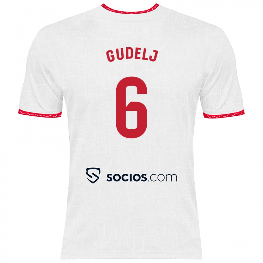 Børn Nemanja Gudelj #6 Hvid Rød Hjemmebane Spillertrøjer 2024/25 Trøje T-Shirt