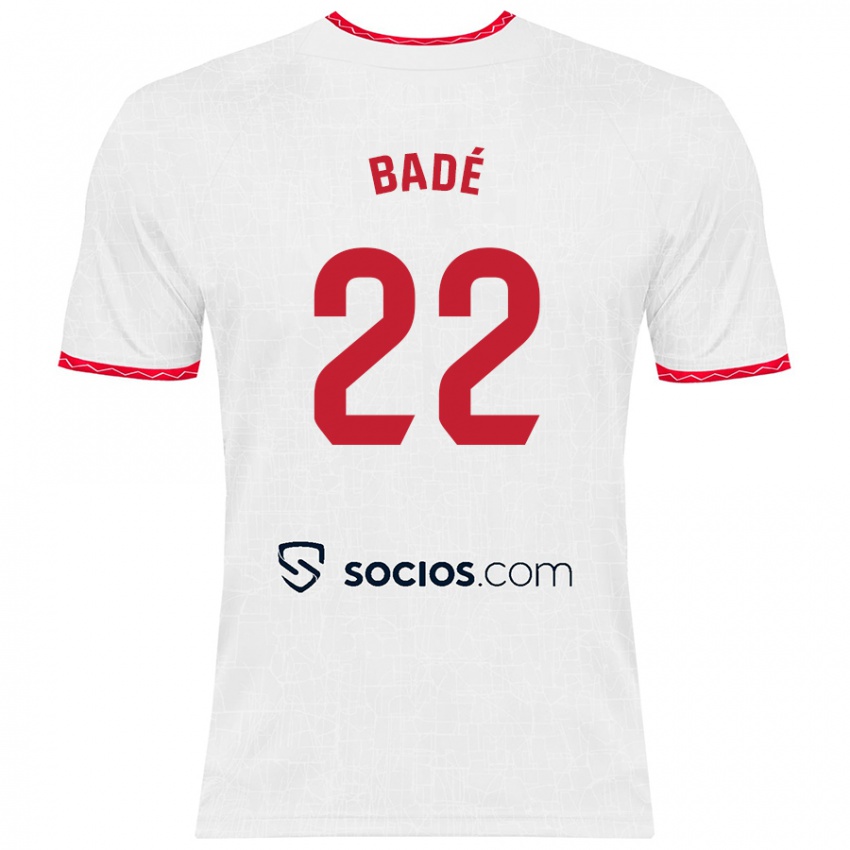 Børn Loïc Badé #22 Hvid Rød Hjemmebane Spillertrøjer 2024/25 Trøje T-Shirt