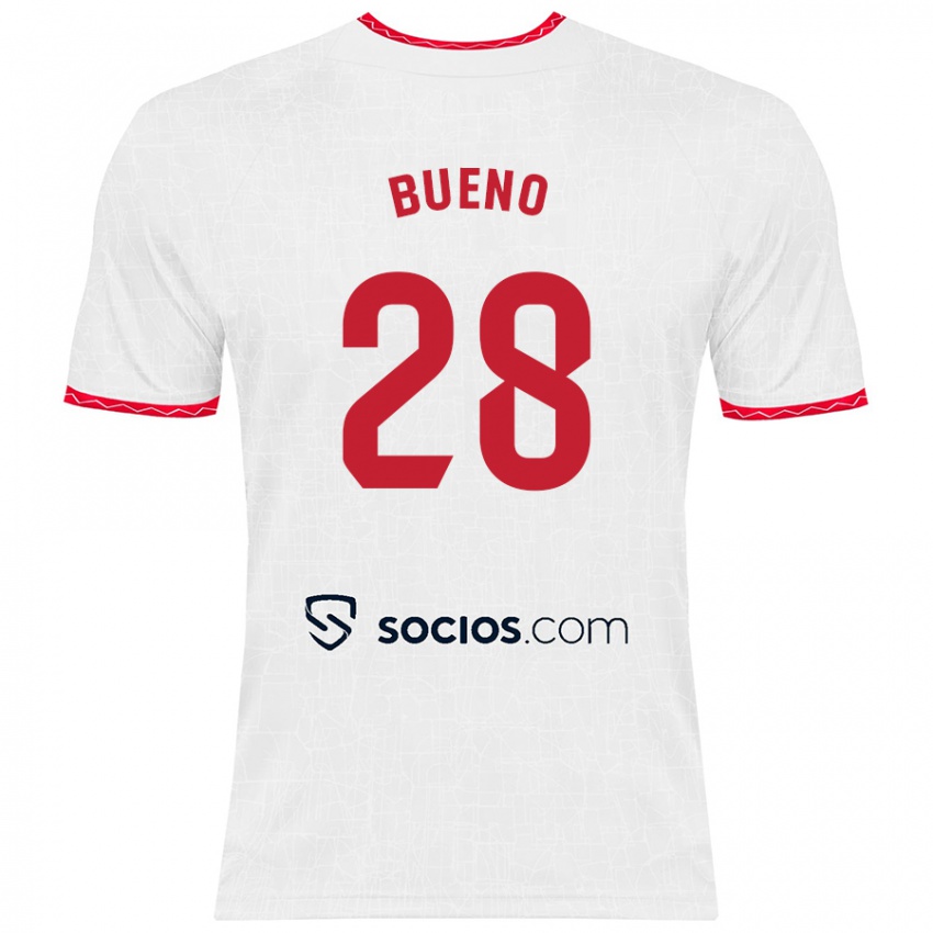 Børn Manu Bueno #28 Hvid Rød Hjemmebane Spillertrøjer 2024/25 Trøje T-Shirt