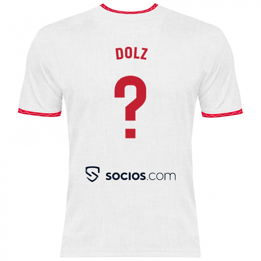 Børn Marc Dolz #0 Hvid Rød Hjemmebane Spillertrøjer 2024/25 Trøje T-Shirt