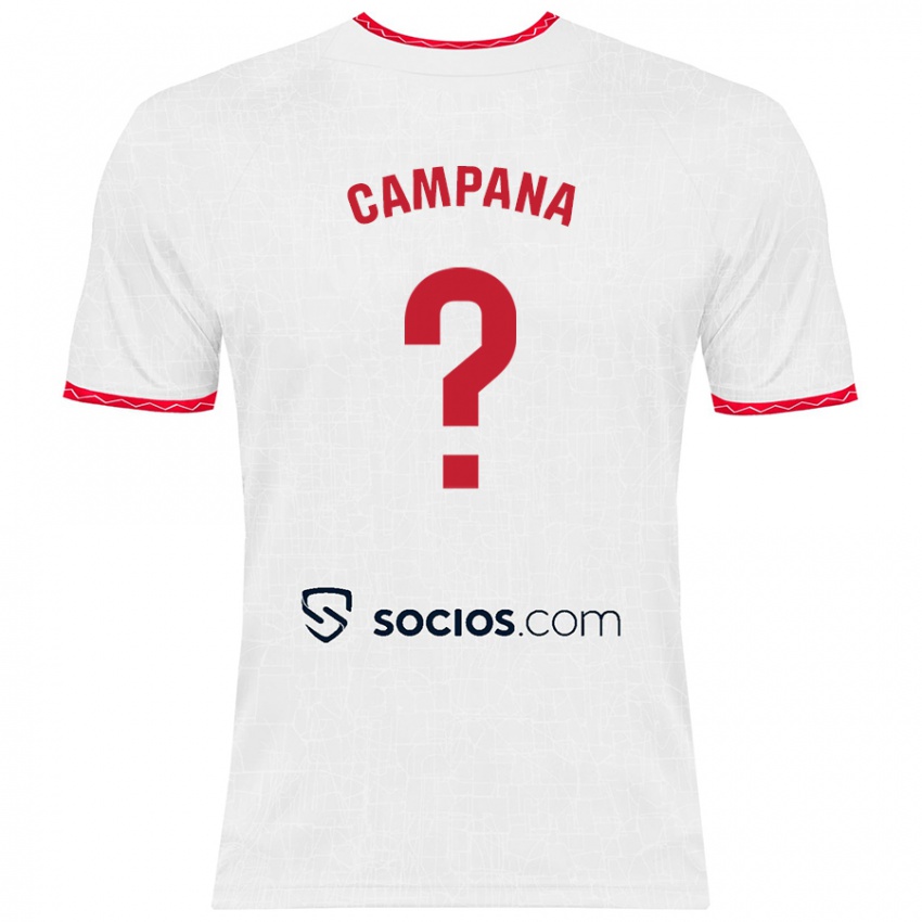 Børn Massimo Campana #0 Hvid Rød Hjemmebane Spillertrøjer 2024/25 Trøje T-Shirt