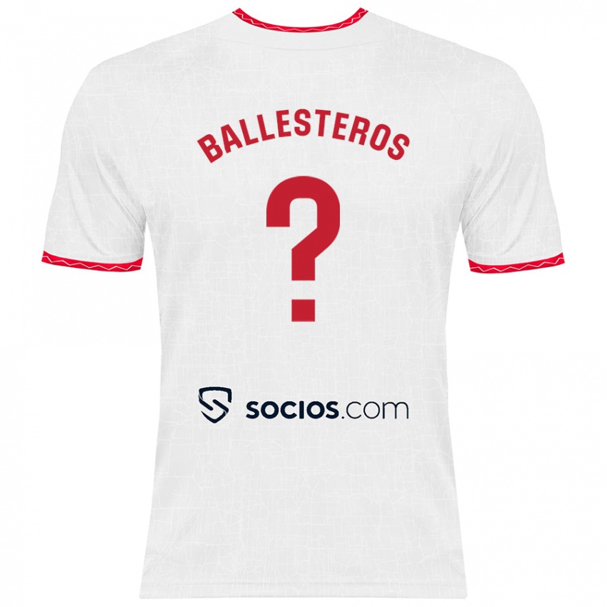 Børn Gonzalo Ballesteros #0 Hvid Rød Hjemmebane Spillertrøjer 2024/25 Trøje T-Shirt