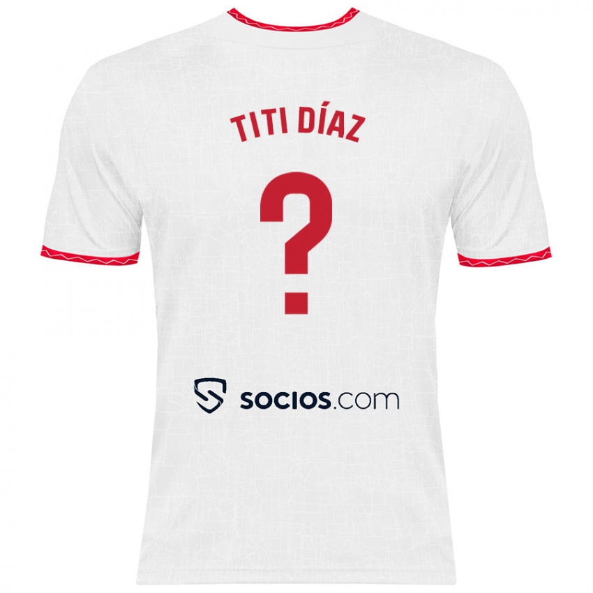 Børn Titi Díaz #0 Hvid Rød Hjemmebane Spillertrøjer 2024/25 Trøje T-Shirt