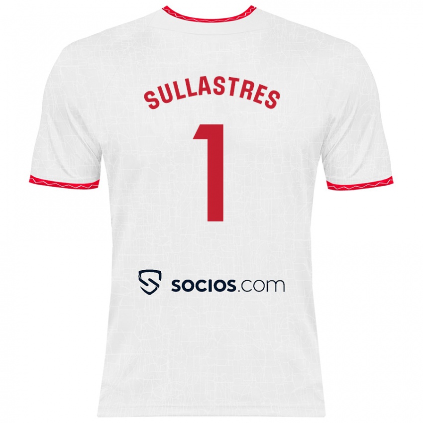 Børn Esther Sullastres Ayuso #1 Hvid Rød Hjemmebane Spillertrøjer 2024/25 Trøje T-Shirt