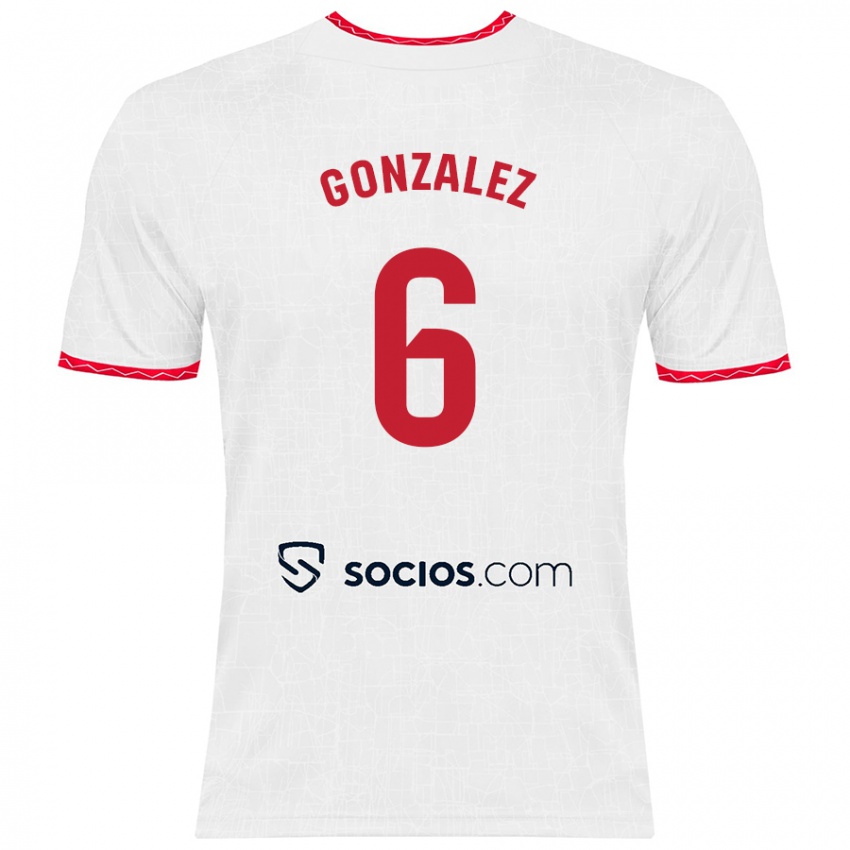 Børn Pamela González #6 Hvid Rød Hjemmebane Spillertrøjer 2024/25 Trøje T-Shirt