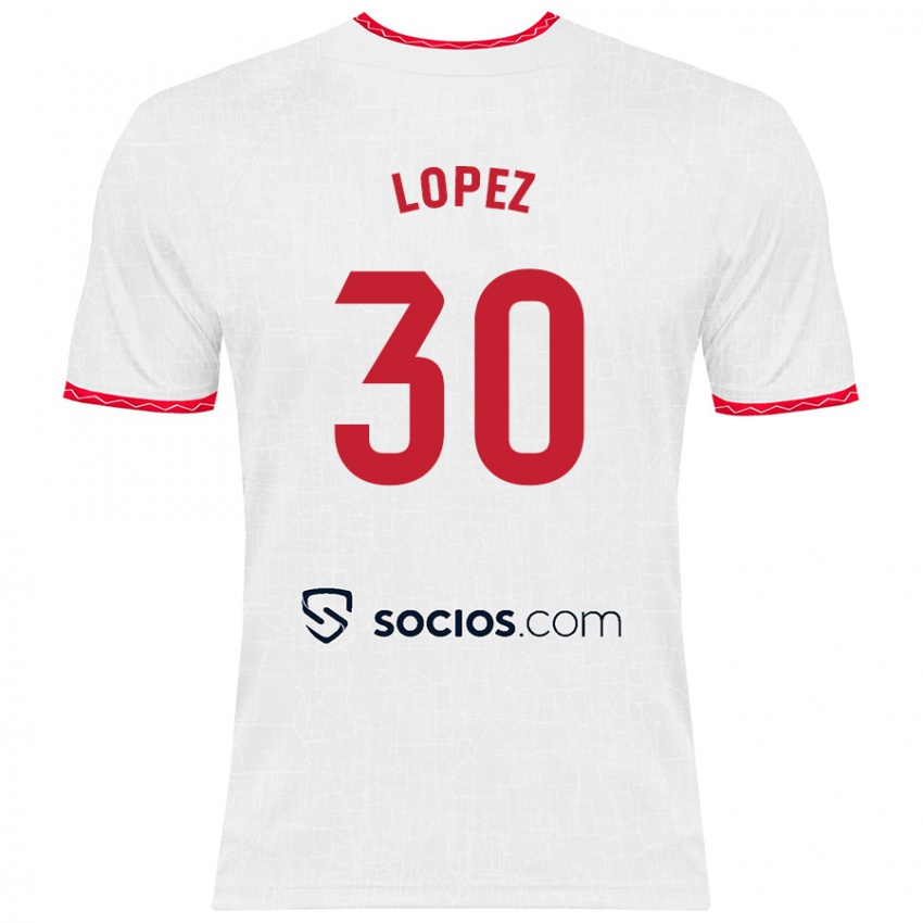 Børn Alba López #30 Hvid Rød Hjemmebane Spillertrøjer 2024/25 Trøje T-Shirt