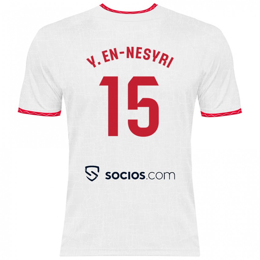 Børn Youssef En-Nesyri #15 Hvid Rød Hjemmebane Spillertrøjer 2024/25 Trøje T-Shirt