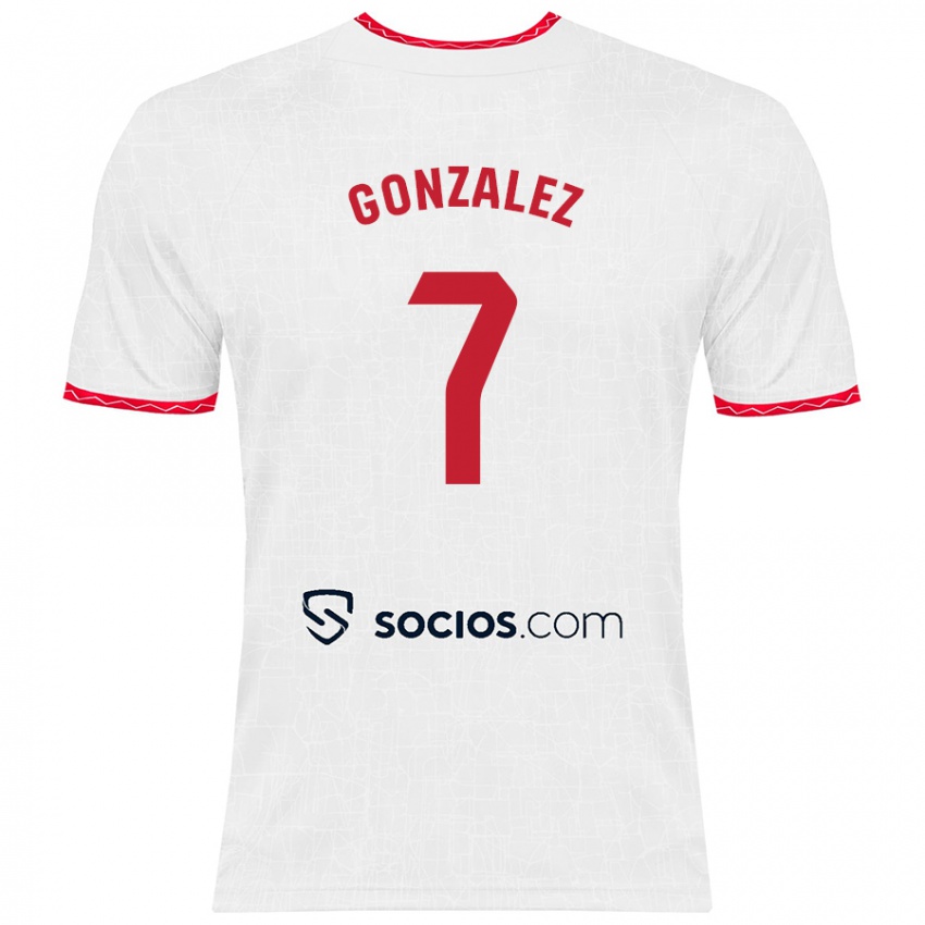 Børn Juan González #7 Hvid Rød Hjemmebane Spillertrøjer 2024/25 Trøje T-Shirt