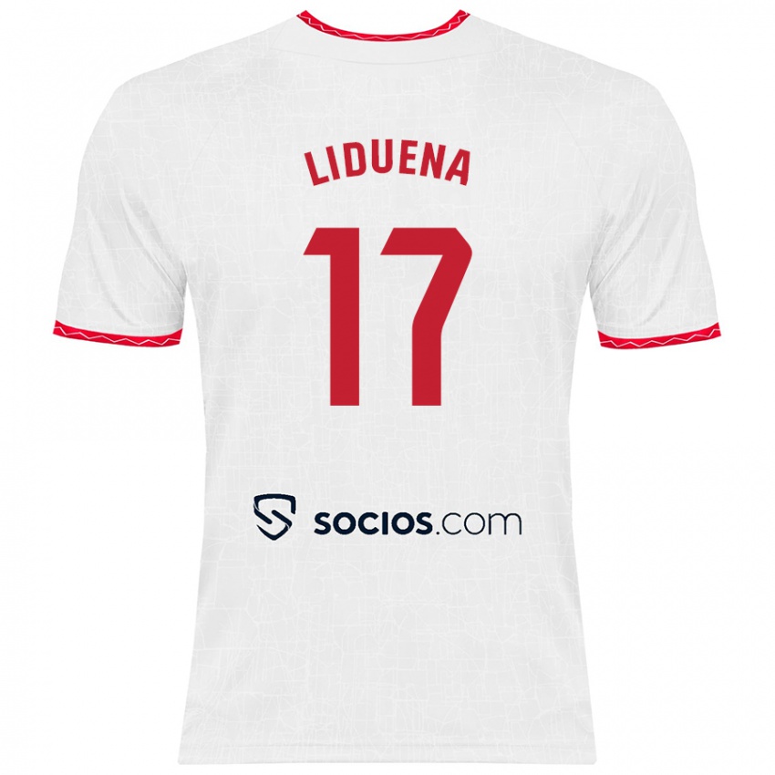 Børn Daniel Lidueña #17 Hvid Rød Hjemmebane Spillertrøjer 2024/25 Trøje T-Shirt