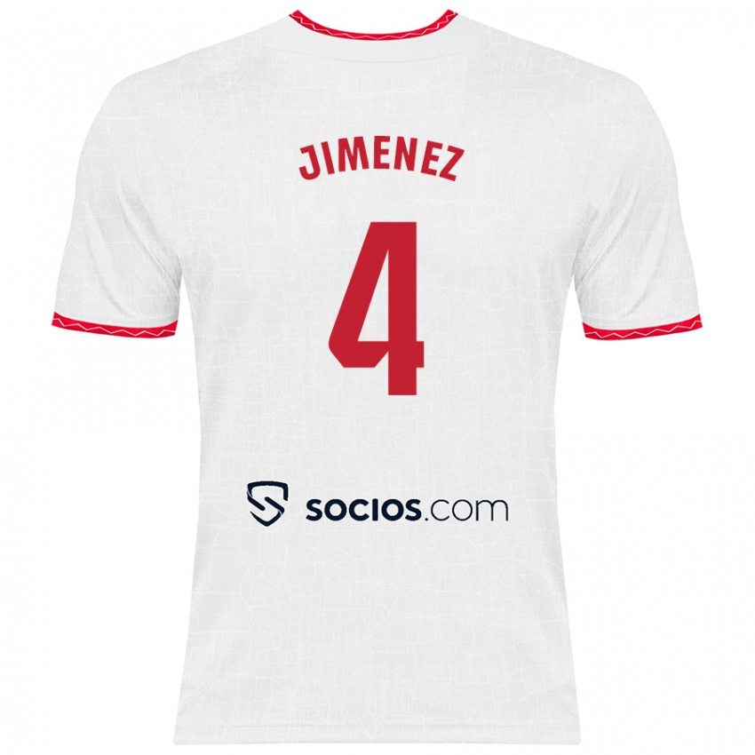 Børn Diego Jiménez #4 Hvid Rød Hjemmebane Spillertrøjer 2024/25 Trøje T-Shirt