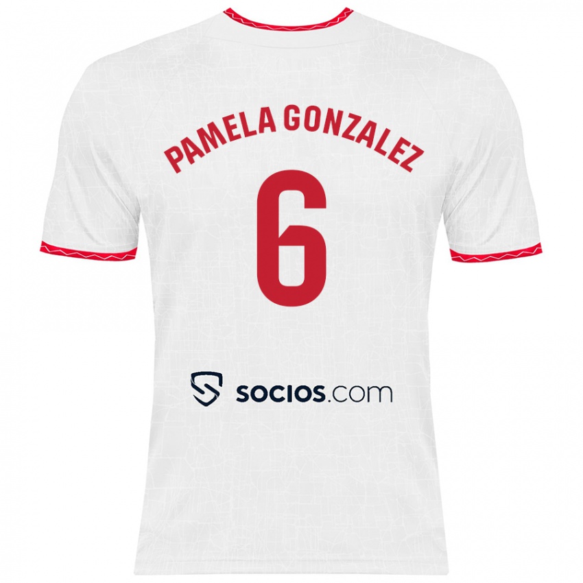 Børn Cinthia Pamela González Medina #6 Hvid Rød Hjemmebane Spillertrøjer 2024/25 Trøje T-Shirt