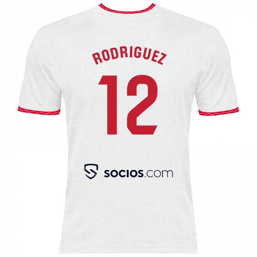 Børn Lucía María Rodríguez Herrero #12 Hvid Rød Hjemmebane Spillertrøjer 2024/25 Trøje T-Shirt