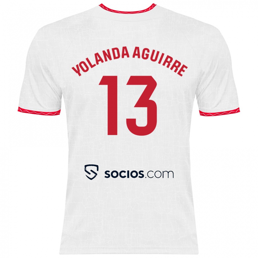 Børn Yolanda Aguirre Gutiérrez #13 Hvid Rød Hjemmebane Spillertrøjer 2024/25 Trøje T-Shirt