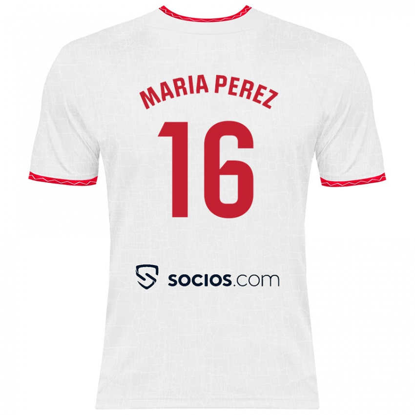 Børn María Pérez Rabaza #16 Hvid Rød Hjemmebane Spillertrøjer 2024/25 Trøje T-Shirt