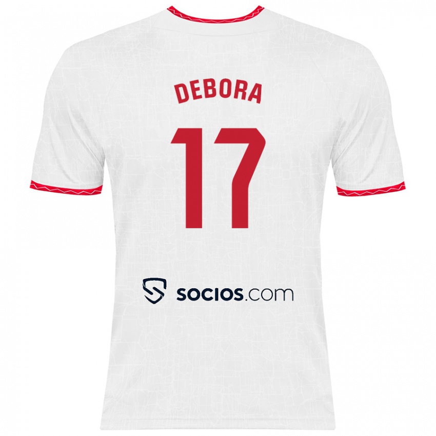 Børn Débora García Mateo #17 Hvid Rød Hjemmebane Spillertrøjer 2024/25 Trøje T-Shirt