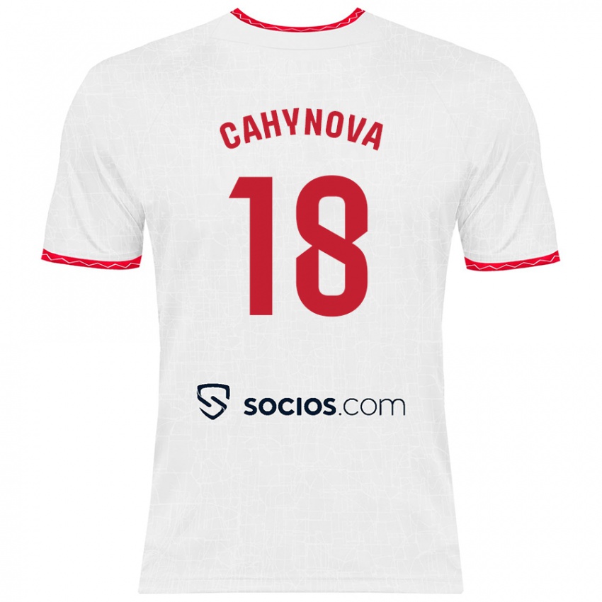 Børn Klara Cahynova #18 Hvid Rød Hjemmebane Spillertrøjer 2024/25 Trøje T-Shirt