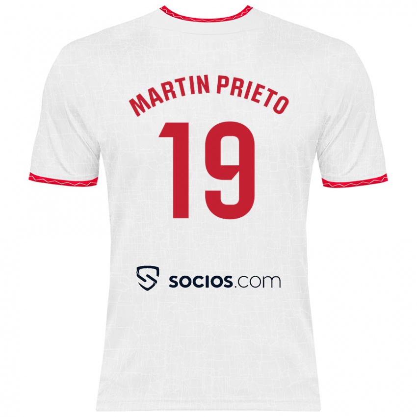 Børn Cristina Martín-Prieto Gutiérrez #19 Hvid Rød Hjemmebane Spillertrøjer 2024/25 Trøje T-Shirt