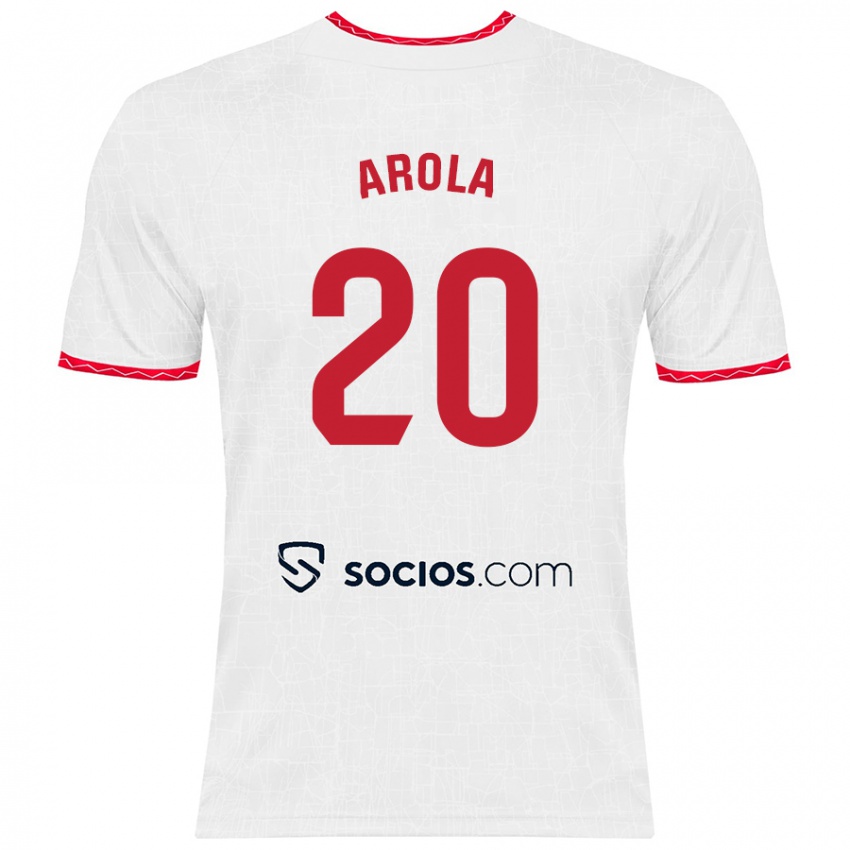 Børn Arola Aparicio Gili #20 Hvid Rød Hjemmebane Spillertrøjer 2024/25 Trøje T-Shirt