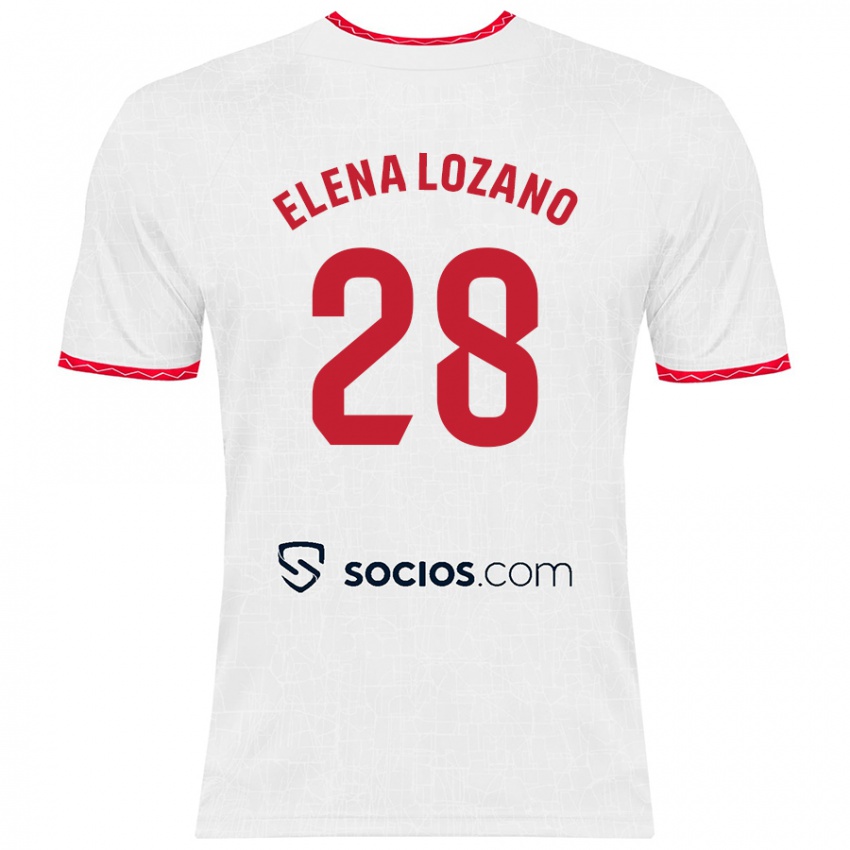 Børn Elena Lozano Gallego #28 Hvid Rød Hjemmebane Spillertrøjer 2024/25 Trøje T-Shirt