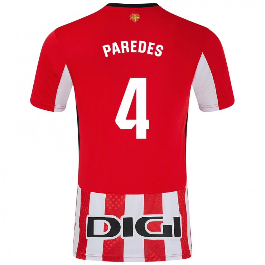 Børn Aitor Paredes #4 Rød Hvid Hjemmebane Spillertrøjer 2024/25 Trøje T-Shirt