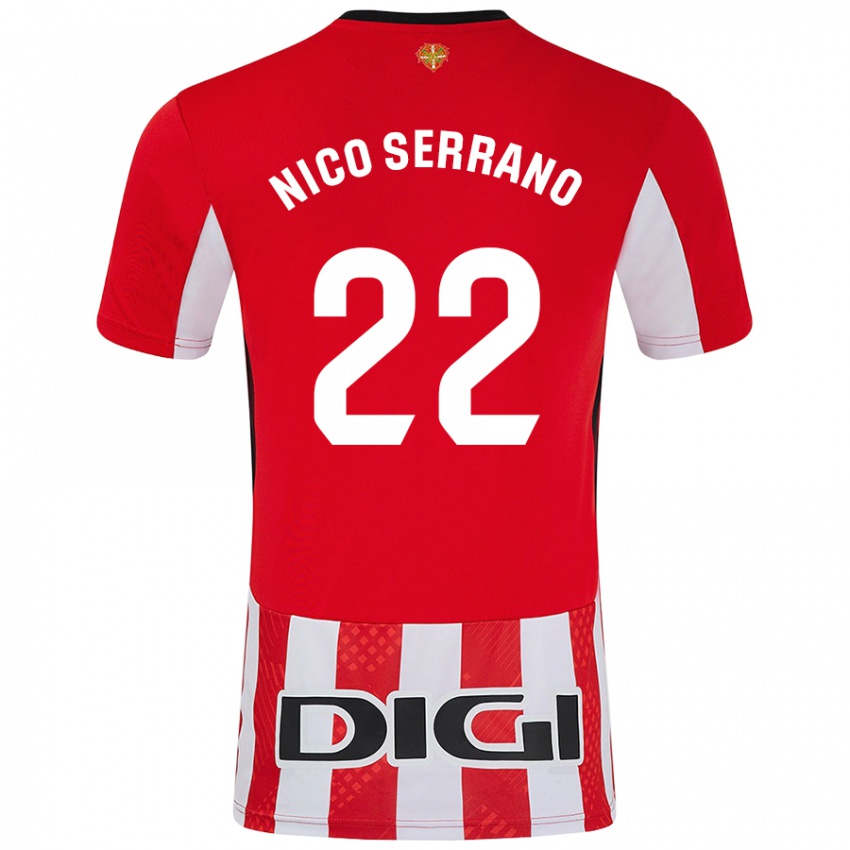 Børn Nico Serrano #22 Rød Hvid Hjemmebane Spillertrøjer 2024/25 Trøje T-Shirt