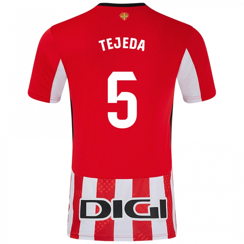 Børn Diego Tejeda #5 Rød Hvid Hjemmebane Spillertrøjer 2024/25 Trøje T-Shirt