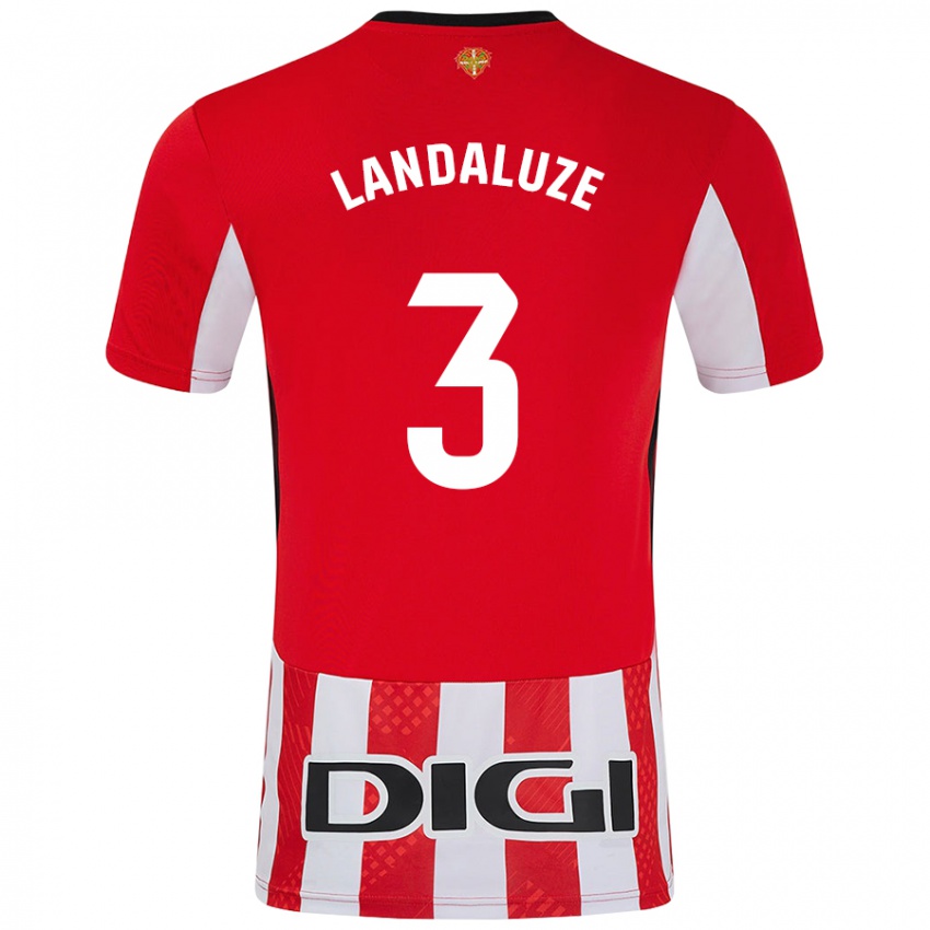 Børn Naia Landaluze Marquínez #3 Rød Hvid Hjemmebane Spillertrøjer 2024/25 Trøje T-Shirt