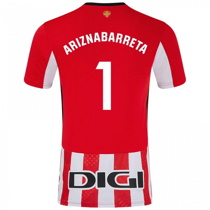 Børn Oier Ariznabarreta #1 Rød Hvid Hjemmebane Spillertrøjer 2024/25 Trøje T-Shirt