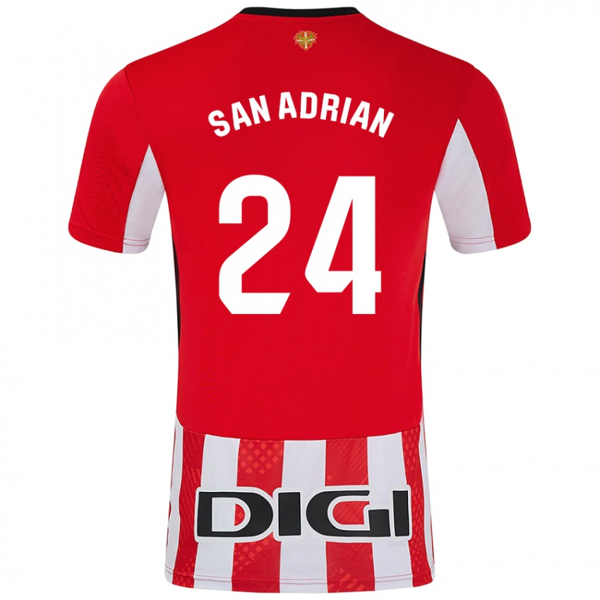 Børn Marta San Adrián Rocandio #24 Rød Hvid Hjemmebane Spillertrøjer 2024/25 Trøje T-Shirt