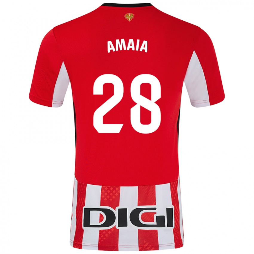 Børn Amaia Martinez De La Peña #28 Rød Hvid Hjemmebane Spillertrøjer 2024/25 Trøje T-Shirt