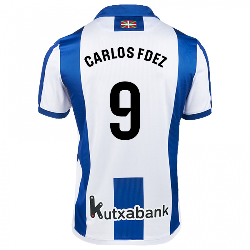 Børn Carlos Fernández #9 Hvid Blå Hjemmebane Spillertrøjer 2024/25 Trøje T-Shirt