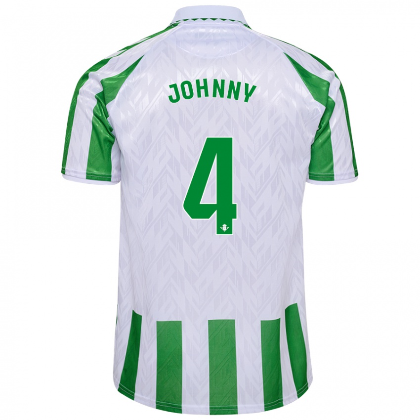 Børn Johnny Cardoso #4 Grønne Hvide Striber Hjemmebane Spillertrøjer 2024/25 Trøje T-Shirt