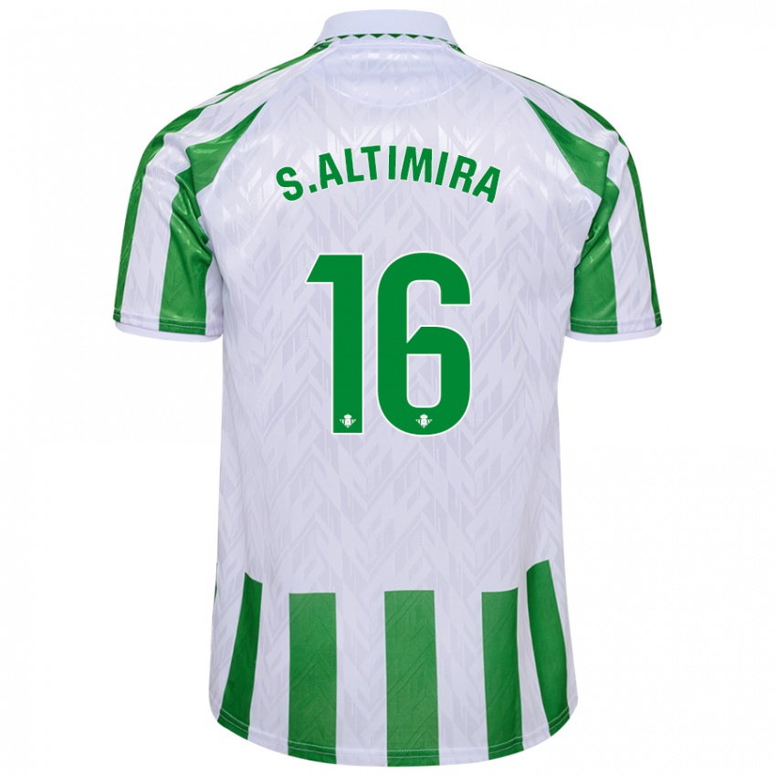 Børn Sergi Altimira #16 Grønne Hvide Striber Hjemmebane Spillertrøjer 2024/25 Trøje T-Shirt