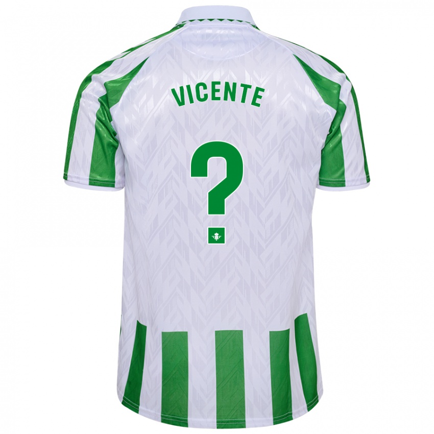 Børn Diego Vicente #0 Grønne Hvide Striber Hjemmebane Spillertrøjer 2024/25 Trøje T-Shirt