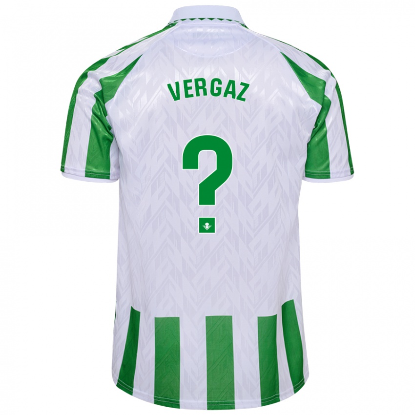 Børn Alejandro Vergaz #0 Grønne Hvide Striber Hjemmebane Spillertrøjer 2024/25 Trøje T-Shirt