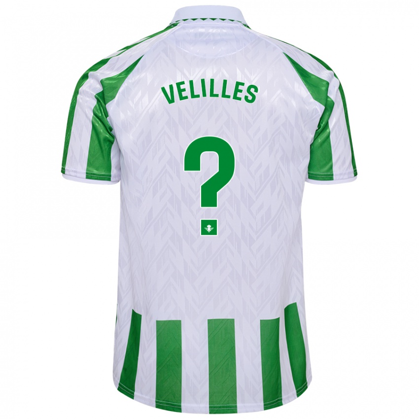 Børn Luis Velilles #0 Grønne Hvide Striber Hjemmebane Spillertrøjer 2024/25 Trøje T-Shirt