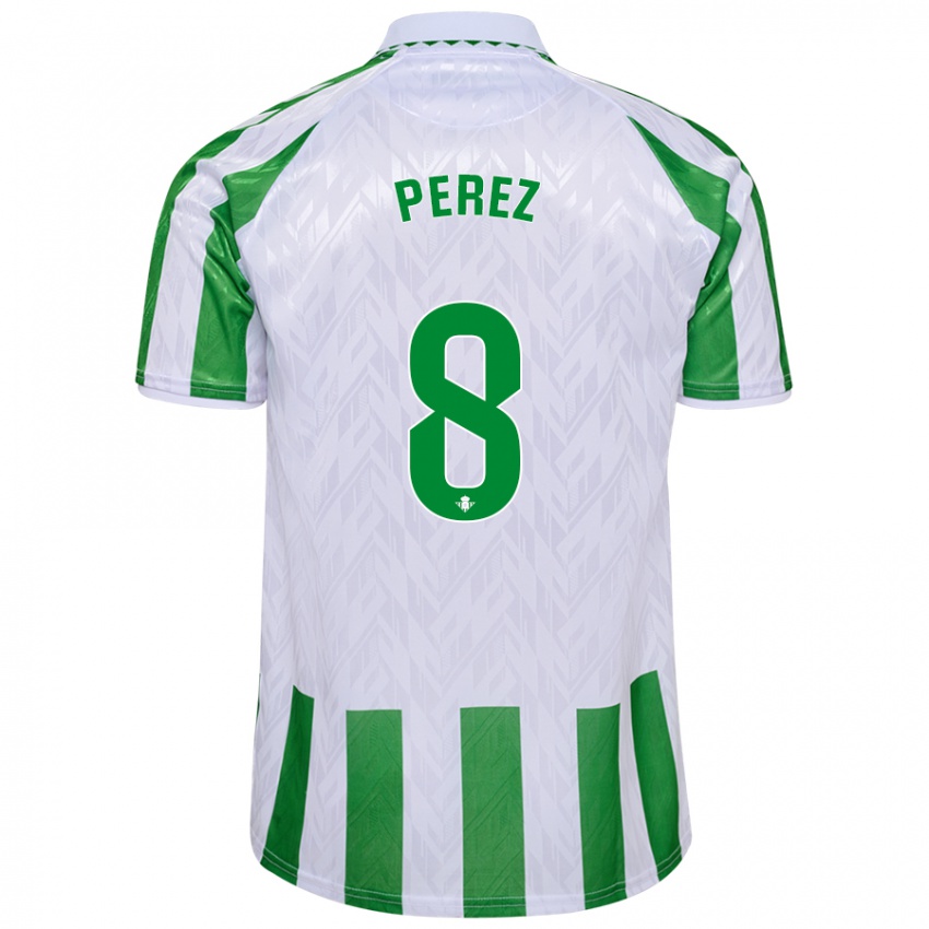 Børn Dani Pérez #8 Grønne Hvide Striber Hjemmebane Spillertrøjer 2024/25 Trøje T-Shirt