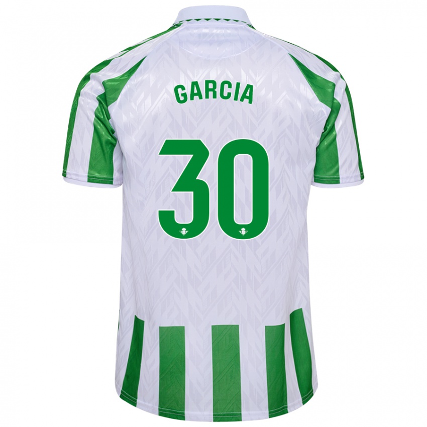 Børn Germán García #30 Grønne Hvide Striber Hjemmebane Spillertrøjer 2024/25 Trøje T-Shirt